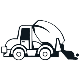 Cement truck cement black and white clipart