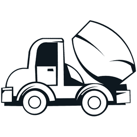 Cement truck grey black and white clipart