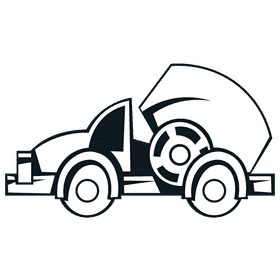 Cement truck wheel black and white clipart