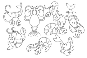 Crawfish black and white vector