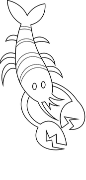 Crawfish big black and white clipart