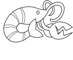Crawfish small black and white clipart