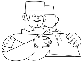 Eid mubarak friends black and white clipart