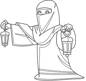 Eid mubarak girl black and white clipart