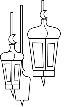 Eid mubarak lights black and white clipart