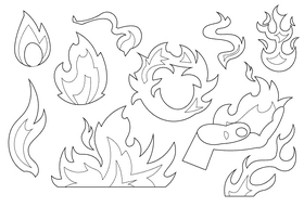 Flame black and white vector