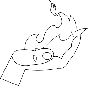 Flame hand black and white clipart