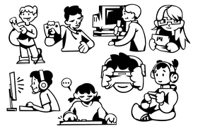 Gamer black and white vector