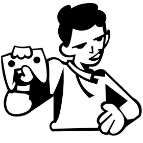 Gamer joystick black and white clipart