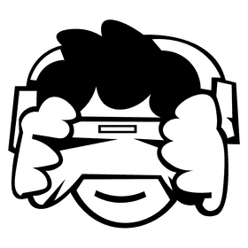 Gamer joystick and headphones black and white clipart