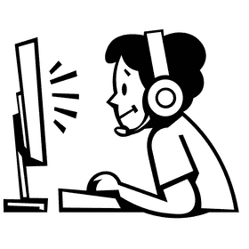 Gamer pc black and white clipart