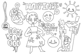 Happiness black and white vector