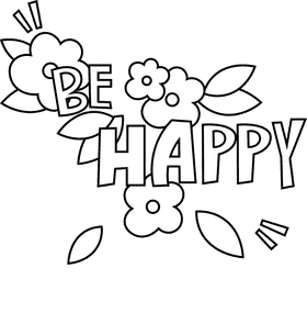 Happiness be happy black and white clipart