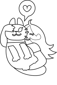 Happiness cat black and white clipart