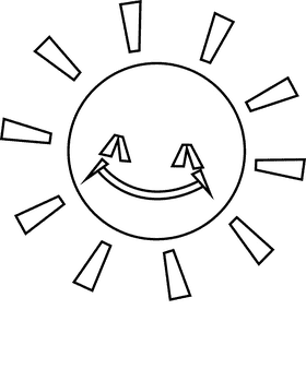 Happiness sun black and white clipart