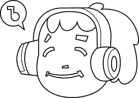Listening boy black and white clipart