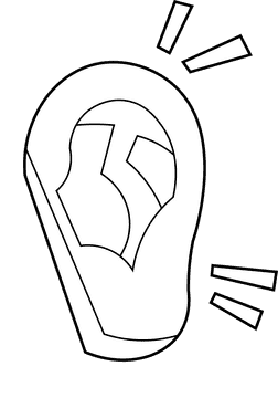 Listening ear black and white clipart