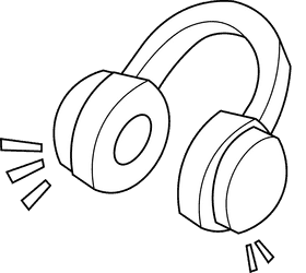 Listening headphones black and white clipart