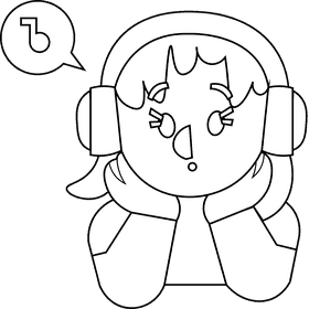 Listening music black and white clipart