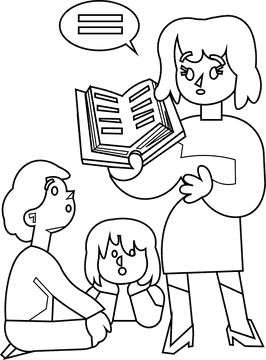 Listening teacher black and white clipart