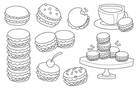 Macarons black and white vector