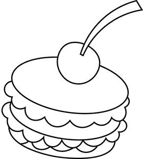 Macarons cherry black and white clipart