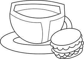 Macarons cup black and white clipart
