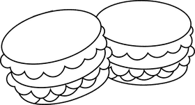 Macarons double black and white clipart