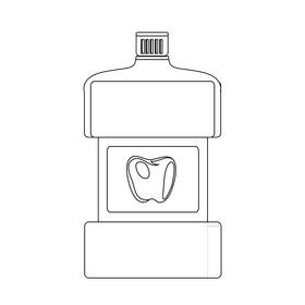 Dental mouthwash drawing black and white clipart