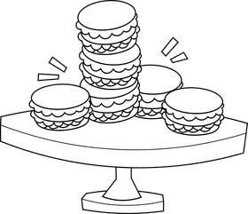 Macarons table black and white clipart
