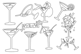 Martini glass black and white vector