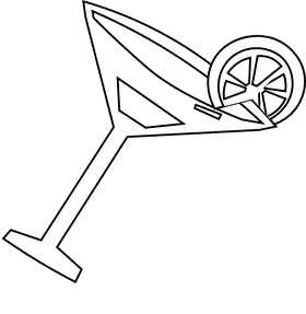 Martini glass citrus black and white clipart