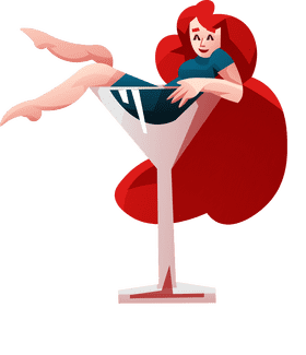 Martini glass girl clipart