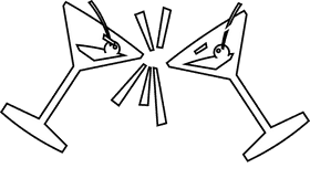 Martini glass two black and white clipart