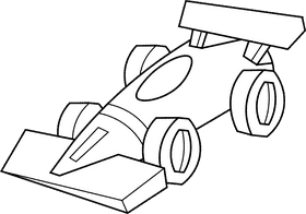 Race car 3d black and white clipart