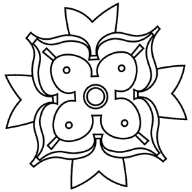 Rangoli orange black and white clipart