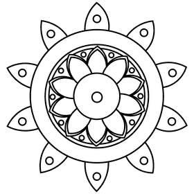 Rangoli pink black and white clipart