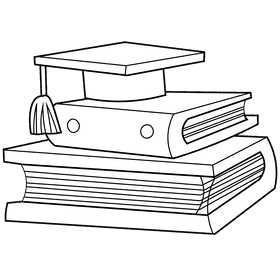 Reading hat black and white clipart