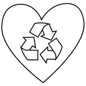 Recycle heart black and white clipart
