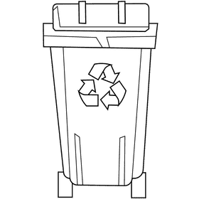 Recycle trash can black and white clipart