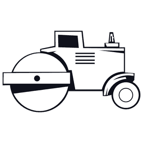 Road roller black and white clipart
