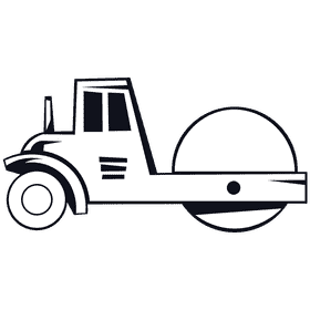 Road roller black and white clipart