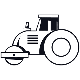 Road roller black and white clipart