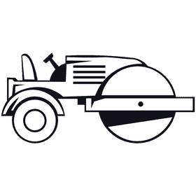Road roller black and white clipart