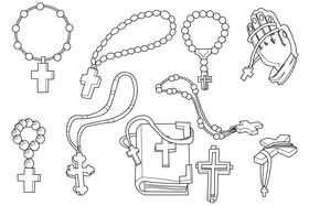 Rosary black and white vector