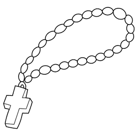 Rosary beads black and white clipart