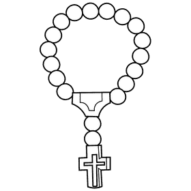 Rosary blue beads black and white clipart
