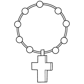 Rosary round black and white clipart