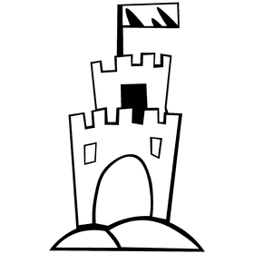 Sand castle black and white clipart