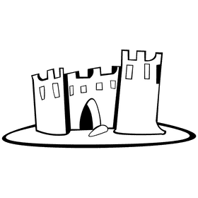 Sand castle black and white clipart